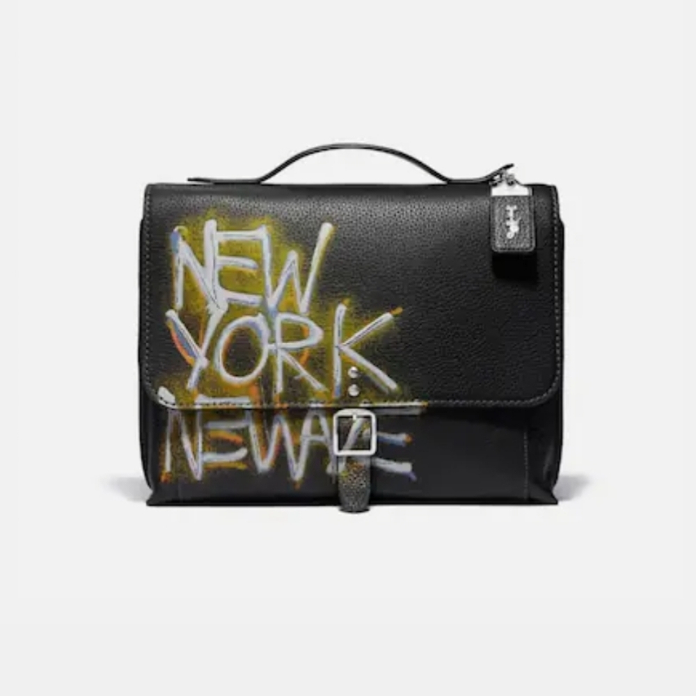 COACH 7048 x Jean Michel Basquiat rogue messenger Leather Crossbody Bag NWT
